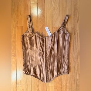 Victoria's Secret Very Sexy Classic 100% Silk Corset Top in Brown NWT #sexy